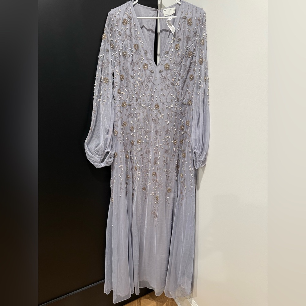 ASOS Long Sleeve Embellished Dress Lavender